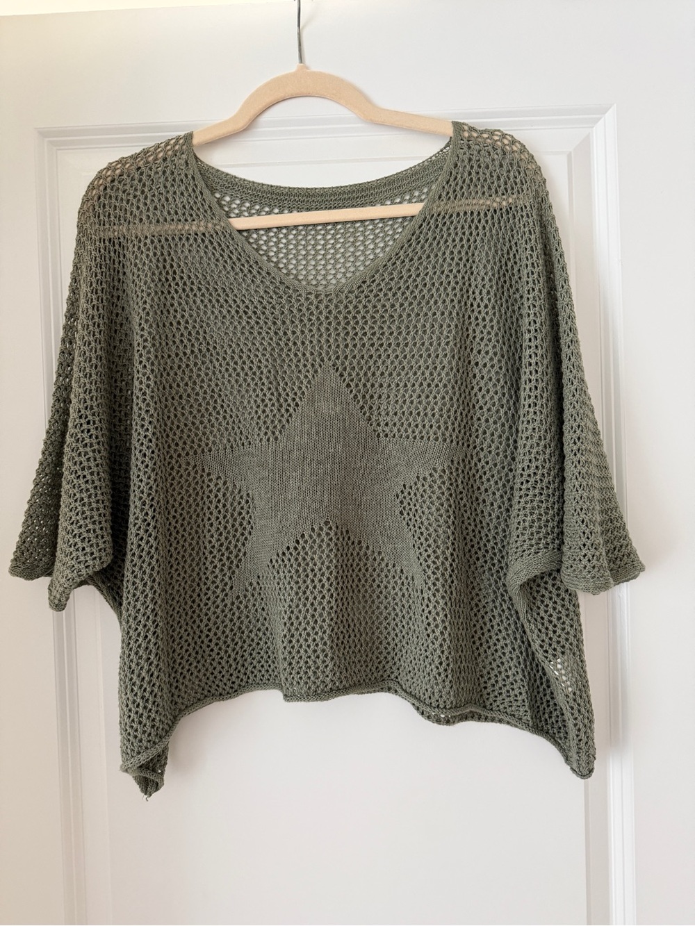 Olive Green Knit Star Top Made in ITALY